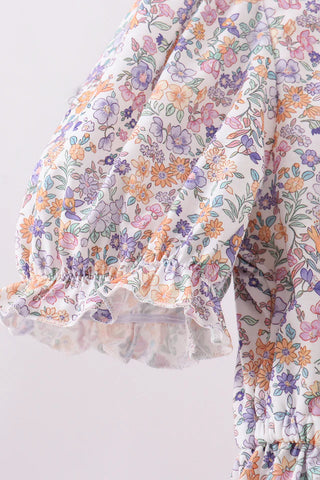 Holly Purple Floral Lace Ruffle Women’s Dress
