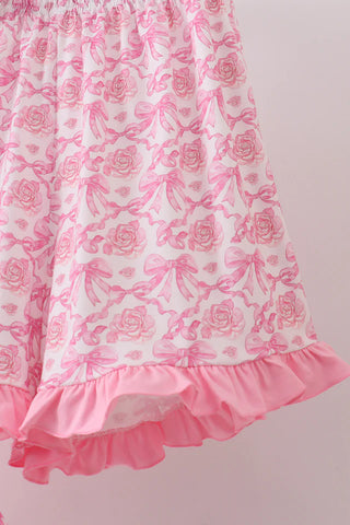 Coralie Pink Garden Women’s Ruffle Sleep Set