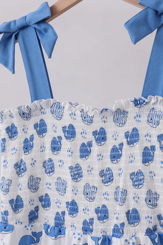 Blue Harbor Whale Smocked Ruffle Mom & Me Dress
