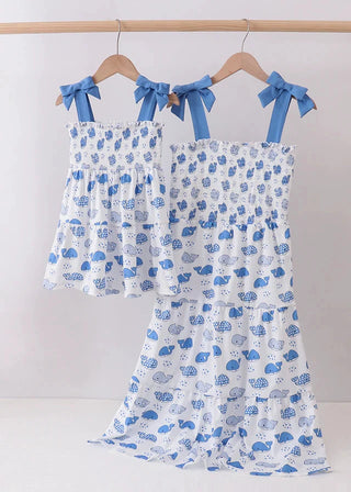 Blue Harbor Whale Smocked Ruffle Mom & Me Dress