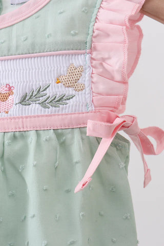 Easter Lamb Blessings Smocked Swiss Dot Girl Bubble