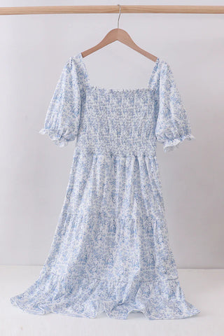 Honey Bunny Garden Smocked Puff Sleeve Women’s Dress