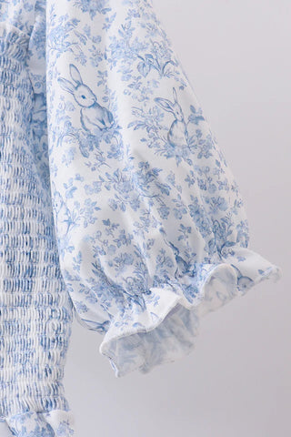 Honey Bunny Garden Smocked Puff Sleeve Women’s Dress