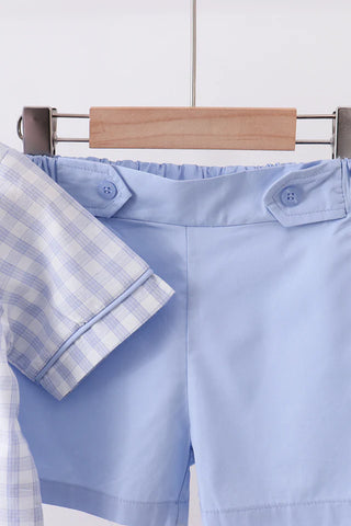 Bluebonnet Gingham Boy Shorts Set