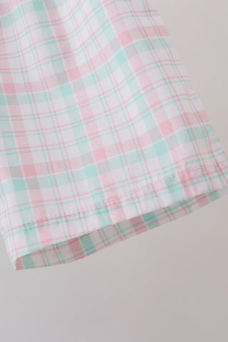 I Love Dad Mint Plaid Boy Shorts Set