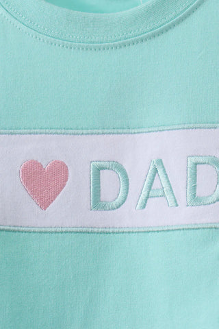 I Love Dad Mint Plaid Boy Shorts Set