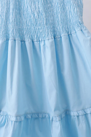 Angel Blue Smocked Ruffle Tiered Women’s Dress