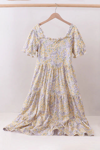 Bunny Bouquet Puff Sleeve Tiered Women’s Dress
