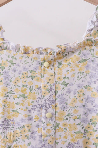 Bunny Bouquet Puff Sleeve Tiered Women’s Dress