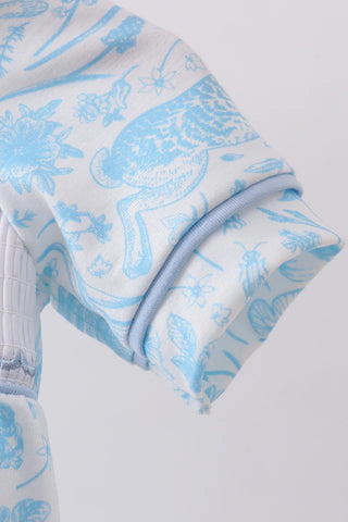 Blue Bloom Bunny Smocked Boy Bubble
