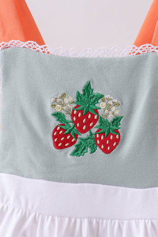 Strawberry Patch Sage Ruffle Bloomer Set