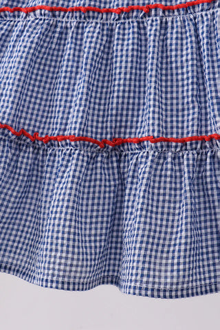 Blue Bay Crab Gingham Tiered Dress