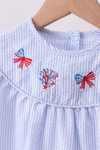 Fireworks & Bows Embroidered Seersucker Bloomer Set