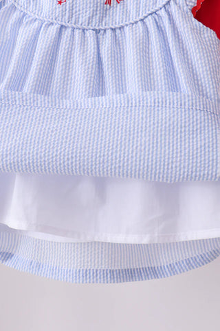 Fireworks & Bows Embroidered Seersucker Bloomer Set