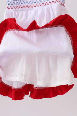 Americana Classic Smocked Jacquard Ruffle Dress