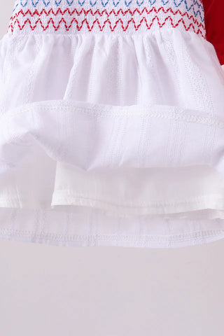 Americana Classic Smocked Jacquard Ruffle Bloomer Set