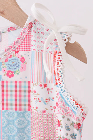 Celeste Floral Patchwork Scalloped Dress