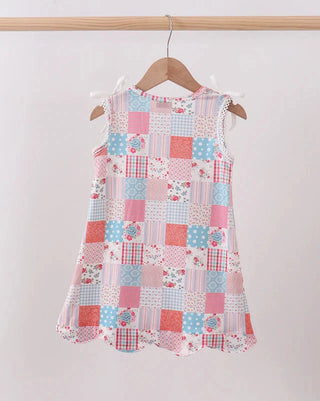 Celeste Floral Patchwork Scalloped Dress
