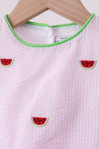 Summer Sprout Seersucker Girl Shorts Set