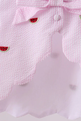 Summer Sprout Seersucker Girl Shorts Set