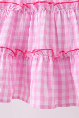 Colette Pink Gingham Ruffle Tiered Dress