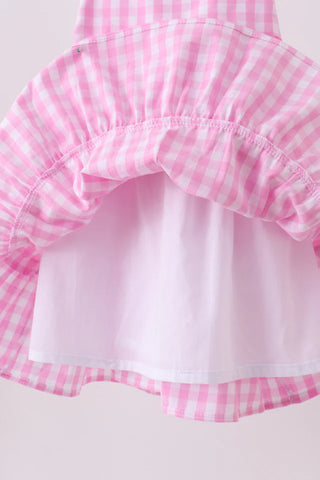 Colette Pink Gingham Ruffle Tiered Dress