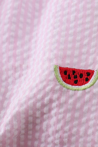 Summer Sprout Seersucker Girl Bubble