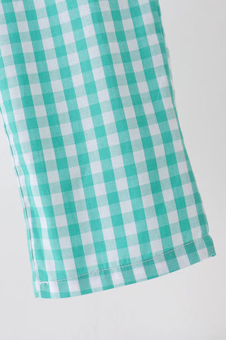 Colette Green Bow Gingham Jumpsuit