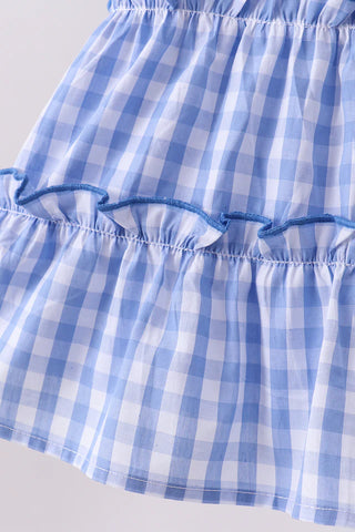 Colette Blue Gingham Ruffle Tiered Dress