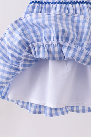 Colette Blue Gingham Ruffle Tiered Dress