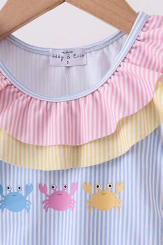 Crabby Cutie Colorblock Ruffle Swimsuit