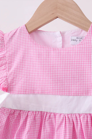 Colette Pink Bow Gingham Ruffle Dress