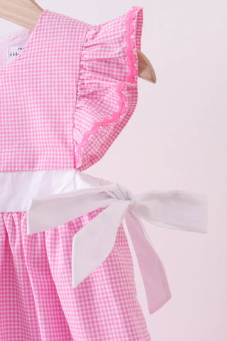 Colette Pink Bow Gingham Ruffle Dress