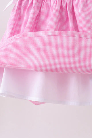 Colette Pink Bow Gingham Ruffle Dress