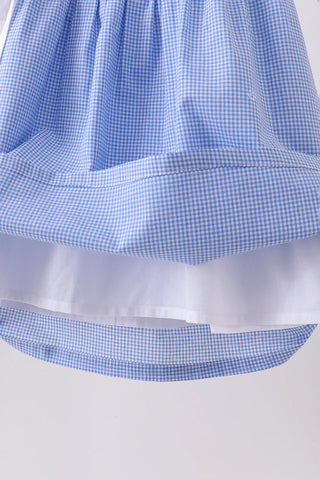 Colette Blue Bow Gingham Ruffle Dress