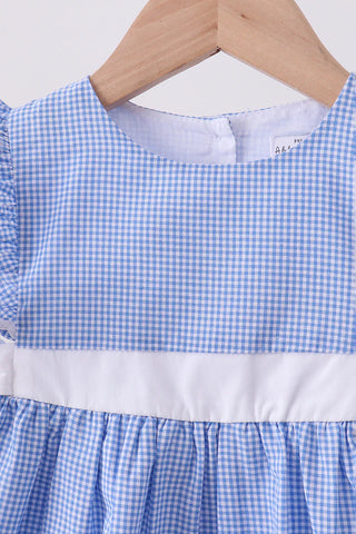 Colette Blue Bow Gingham Ruffle Dress
