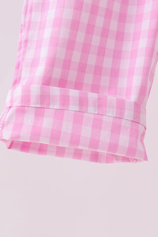Colette Pink Bow Gingham Girl Jumpsuit
