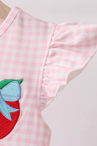 Pink Gingham Apple Girl Shorts Set