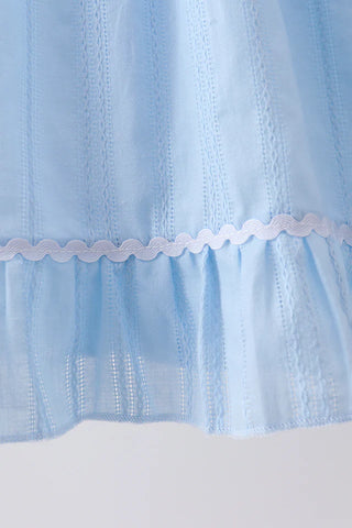 Delaney Sky Bow Smocked Jacquard Dress