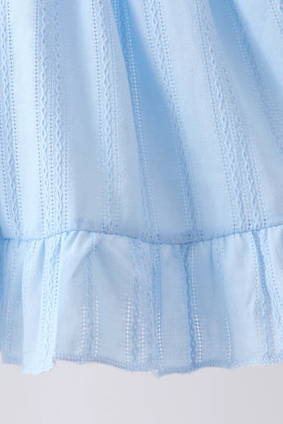 Delaney Sky Bow Smocked Jacquard Ruffle Shorts Set