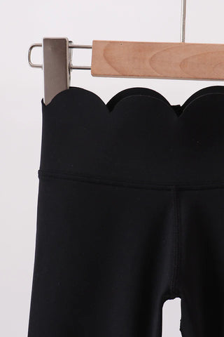 Ashley Black Scalloped Yoga Active Leggings