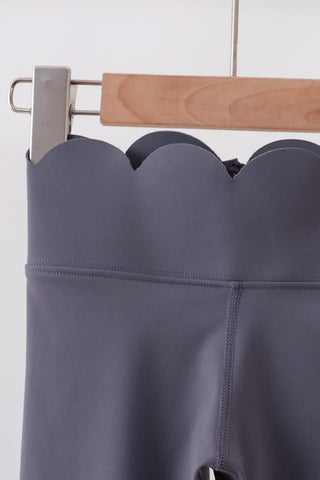 Ashley Gray Scalloped Yoga Active Leggings
