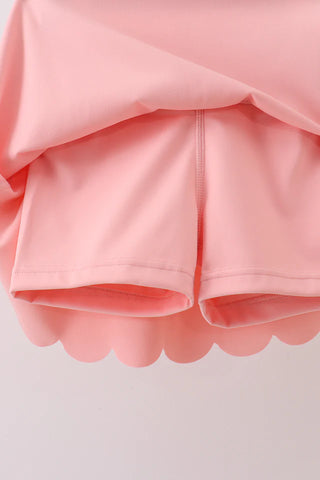 Ashley Pink Scalloped Yoga Skorts Set