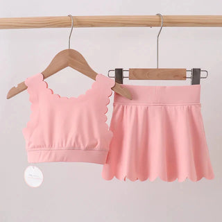 Ashley Pink Scalloped Yoga Skorts Set