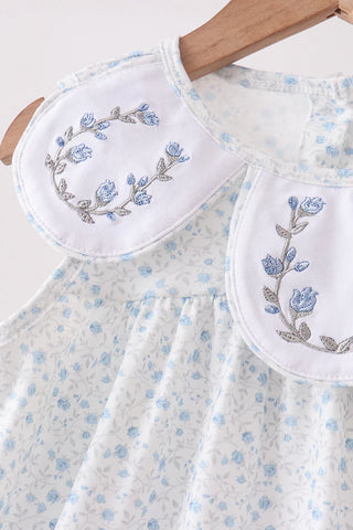 Lenora Blue Garden Embroidered Dress