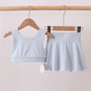 Ashley Blue Scalloped Yoga Skorts Set