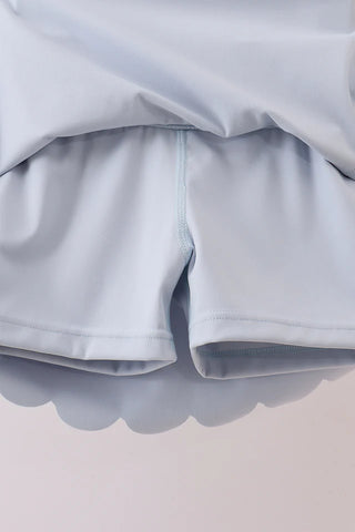 Ashley Blue Scalloped Yoga Skorts Set