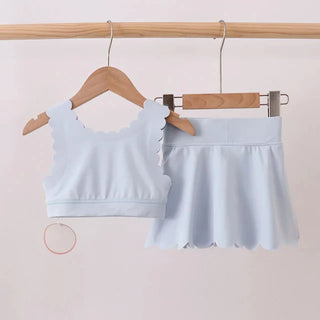 Ashley Blue Scalloped Yoga Skorts Set