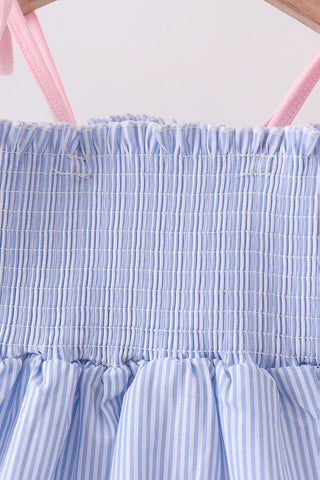 Bristol Blue Smocked Ruffle Shorts Set