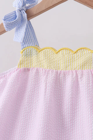 Reese Pink Seersucker Girl Shorts Set